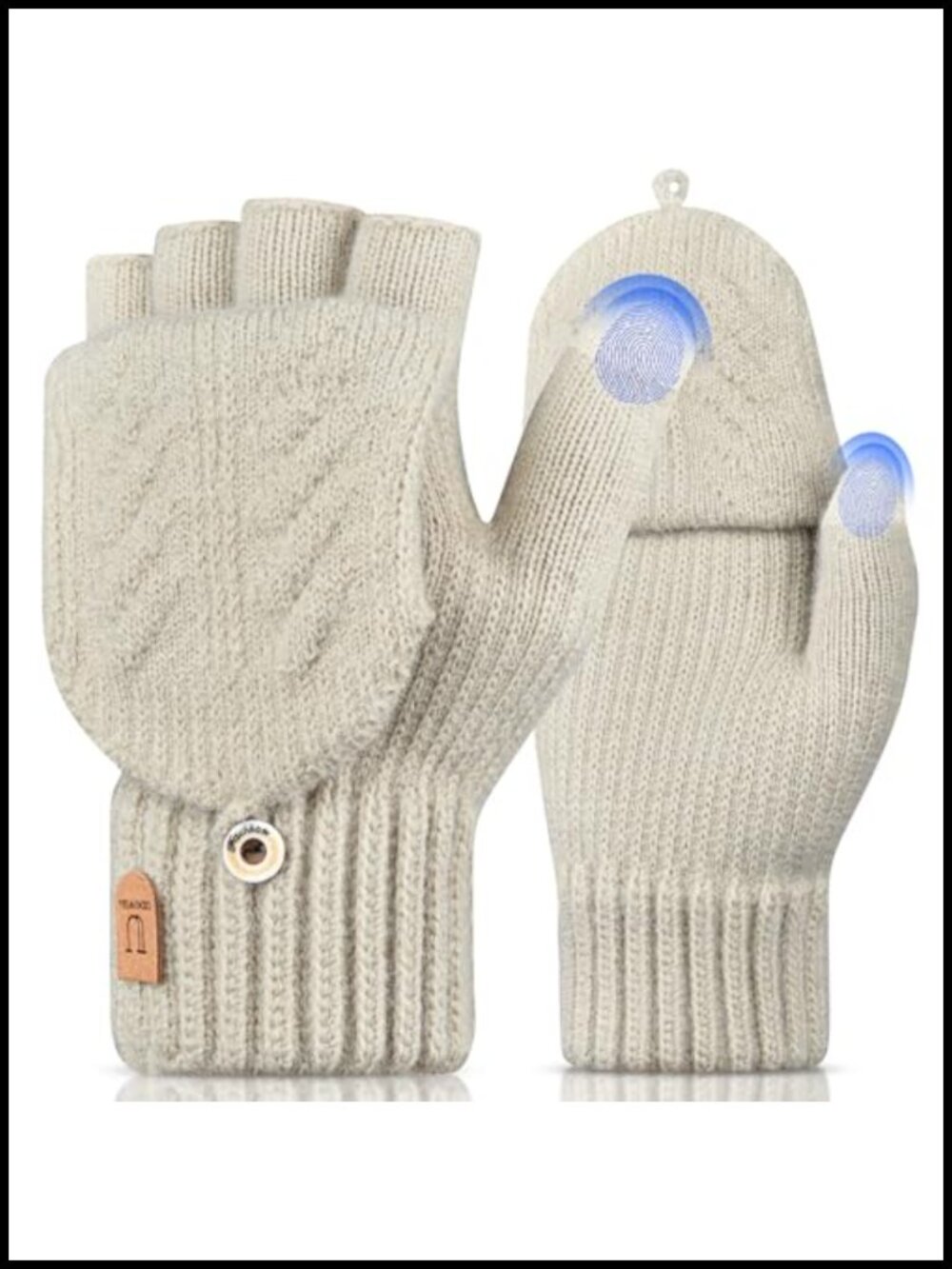 Fingerless Winter Gloves Knit Touch Screen Mittens Flap Acrylic